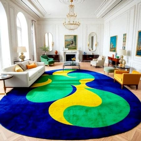 Handcrafted Bold Multicolor Abstract Modern Living Rug